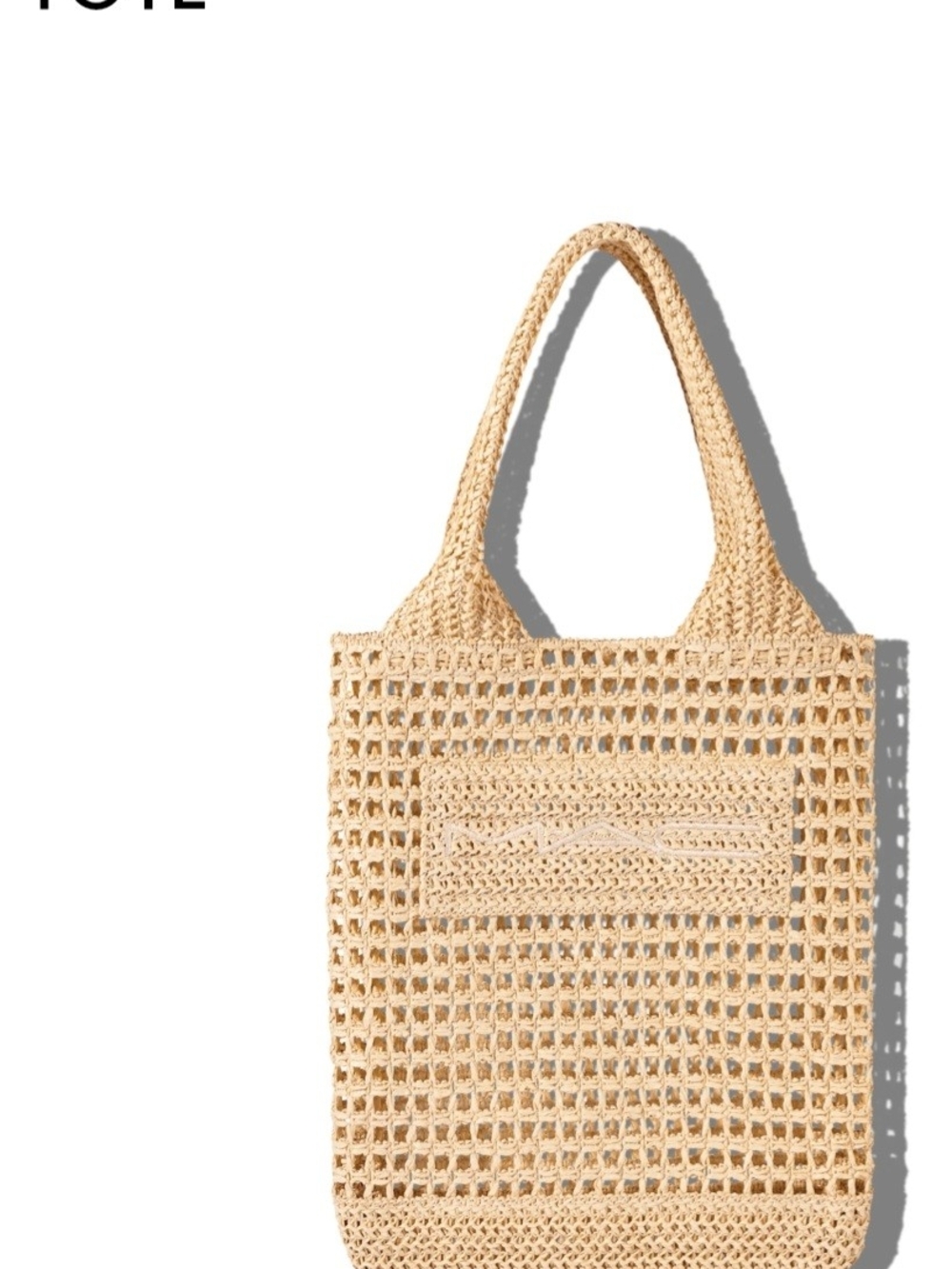 MAC Cosmetics Woven Crochet Tote Bag in Natural Beige NWT